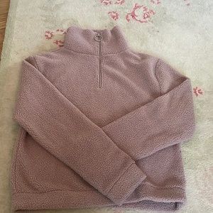 NWOT Pink sherpa quarter zip sweatshirt